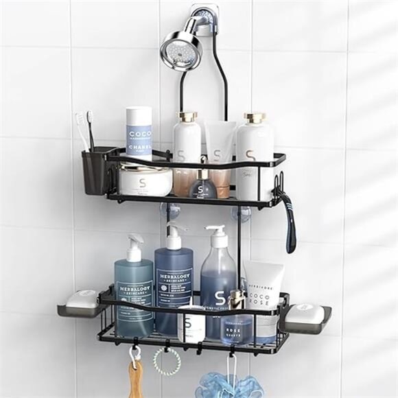 Hanging Shower Caddy Bathroom Organizer: Rustproof Shower Shelf Racks Over - Picture 7 of 14
